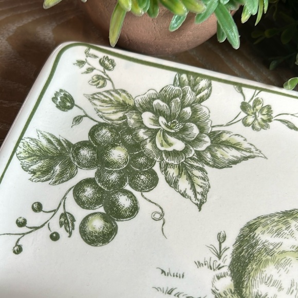 NEW! Vintage Inspired Shabby Chic French Toile Roses Bunny Rabbit Serving Tray - Picture 7 of 10